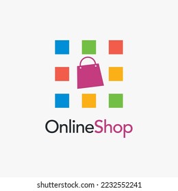 Online shop logo design vector