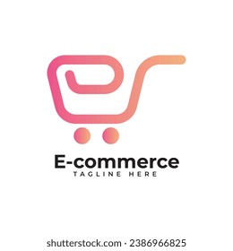 Plantilla vectorial de diseño de logotipo de tienda en línea. perfecto para ecommerce, venta, tienda, tienda, descuento o web