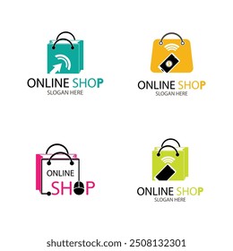 Tienda en línea de diseño de logotipo de colección de Vector