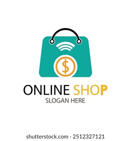 vetor de design de logotipo de loja online	