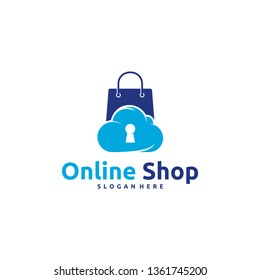 Online Shop logo designs concept vector, Cloud Shop logo template