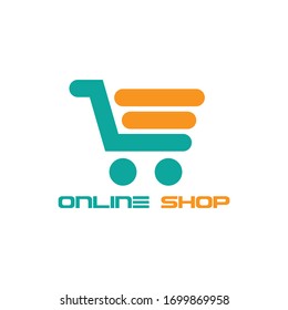Plantilla de diseños de logotipos de tiendas en línea, ilustración de vectores