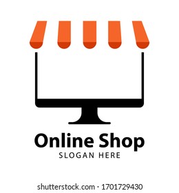 Online Shop Logo Designs Template. ECommerce Logo. Online Store Logo Vector Illustration.  