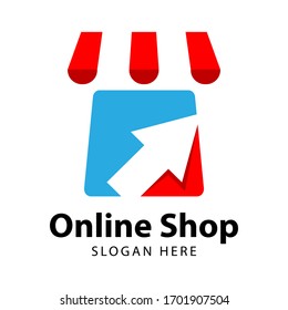 Online Shop Logo Designs Template. ECommerce Logo. Online Store Logo Vector Illustration.  