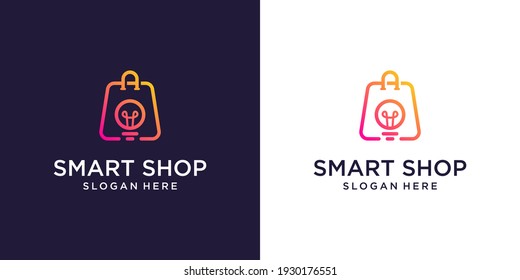 Online Shop logo designs template, Bag Shop and smart symbol logo icon