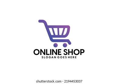 Online Shop Logo designs Template. Illustration vector graphic of shopping cart and shop bag combination logo design concept. Perfect for Ecommerce,sale, discount or store web element. Company emblem