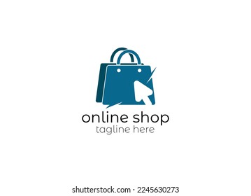 Online Shop Logo designs Template. Illustration vector graphic of shopping cart and shop bag combination logo design concept. Perfect for Ecommerce, sale, discount or store web element. Company emblem