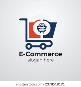 Online Shop Logo designs Template. Illustration vector graphic of pointer arrow and shop bag combination logo design concept. Perfect for Ecommerce, sale, discount or store web element. Company emblem