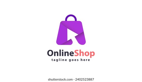 Online Shop Logo designs Template. Illustration vector graphic of shopping cart and shop bag combination logo design concept. Perfect for Ecommerce, sale, discount or store web element.