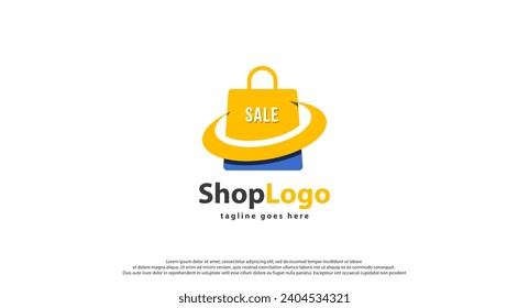 Online Shop Logo designs Template. Illustration vector graphic of shopping cart and shop bag combination logo design concept. Perfect for Ecommerce, sale, discount or store web element.