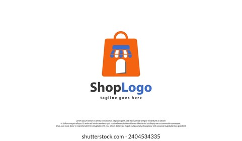 Online Shop Logo designs Template. Illustration vector graphic of shopping cart and shop bag combination logo design concept. Perfect for Ecommerce, sale, discount or store web element.