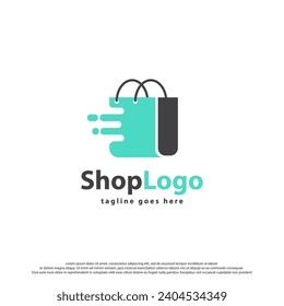 Online Shop Logo designs Template. Illustration vector graphic of shopping cart and shop bag combination logo design concept. Perfect for Ecommerce, sale, discount or store web element.