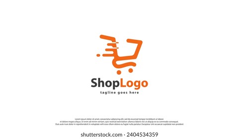 Online Shop Logo designs Template. Illustration vector graphic of shopping cart and shop bag combination logo design concept. Perfect for Ecommerce, sale, discount or store web element.