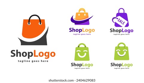 Online Shop Logo designs Template. Illustration vector graphic of shopping cart and shop bag combination logo design concept. Perfect for Ecommerce, sale, discount or store web element.