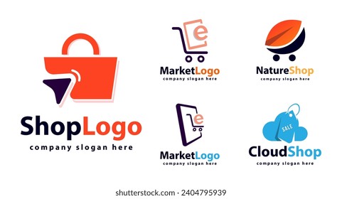 Online Shop Logo designs Template. Illustration vector graphic of shopping cart and shop bag combination logo design concept. Perfect for Ecommerce, sale, discount or store web element.