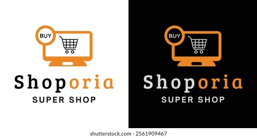 Online Shop Logo designs Template. Illustration vector graphic of shopping cart and shop bag combination logo design concept. Perfect for Ecommerce, sale, discount or store web element.