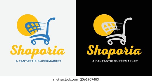 Online Shop Logo designs Template. Illustration vector graphic of shopping cart and shop bag combination logo design concept. Perfect for Ecommerce, sale, discount or store web element.