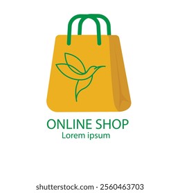 An online shop logo featuring a green bird combines the concepts of nature, freedom, and accessibility with the convenience and dynamic energy of online shopping