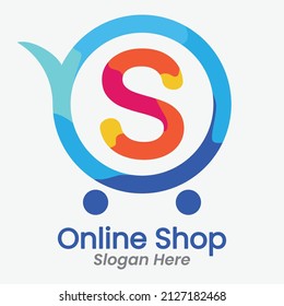 online shop logo full color. e-commerce logo. minimalist logo. OS letter logo