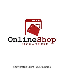 Online shop logo illustration of mobile phones and shopping bags