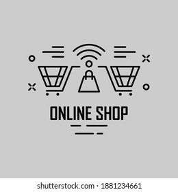 Online shop logo with monoline style. Easy to edit with vector file. Can use for your logo or simple illustration. Especially for marketing.