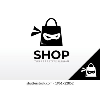 Online Shop Logo. Ninja Shop Logo design vector