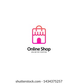 Online Shop Logo Outline Monoline