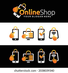 online shop logo set with multiple shape