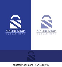 online shop logo with the shape of a bag and cut make this design. unique, modern, simple, luxurious.