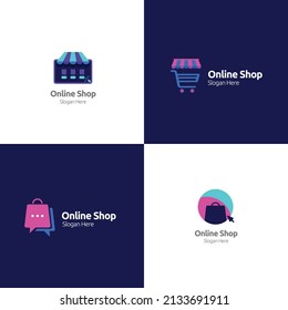 Online Shop Logo Symbol For Your Online Business blue pink tosca color make your business look professional and trusted