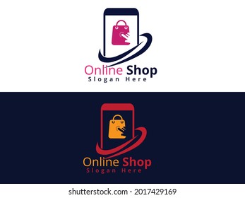 Logotipo de tienda en línea, plantilla de logotipo de Tienda en línea