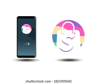 Online shop logo template design, colorful Bag Shop Logo Icon Design Vector