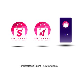 Online shop logo template design,Bag Shop Logo Icon Design Vector. editable