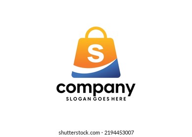 Online shop logo template, Ecommerce logo template icon