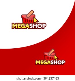 Online shop logo template. Shopping basket. Vector
