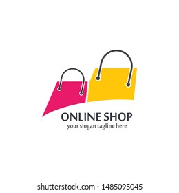 Online shop logo template vector icon