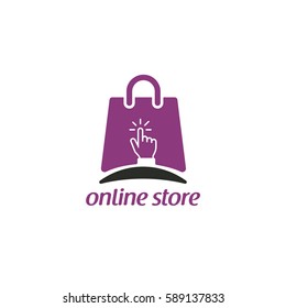Online shop logo vector, click store, e-commers