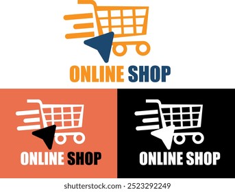 Online shop logo vector design. E-commerce logo design