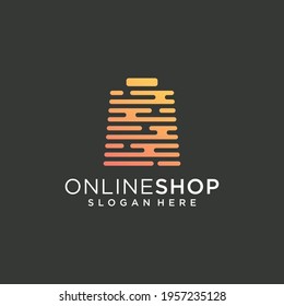 Online shop logo vector graphic design template. Good for business, company, icon, modern, technology, internet, brand, advertising, and business card