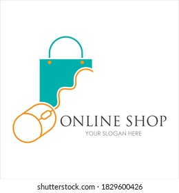online shop logo vector icon illustration template design 