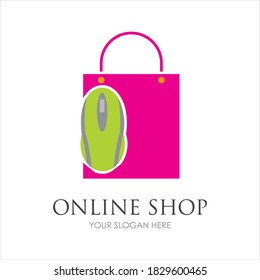 online shop logo vector icon illustration template design 