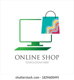 online shop logo vector icon illustration template design 