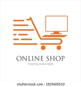 online shop logo vector icon illustration template design 