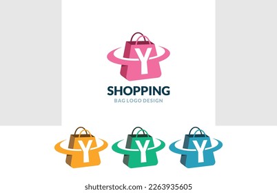 Online Shop Logo vector of Letter Y Shopping bag icon store cart symbol business clipart
