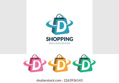 Online Shop Logo vector of Letter D Shopping bag icon store cart symbol business clipart