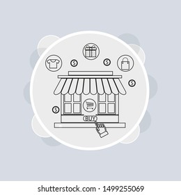 online shop - marketing concept. laptop with online shop icon. can be used for websites or advertising