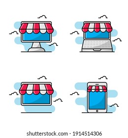 Online shop media illustration, isolated white background, good for icon,landing page etc.