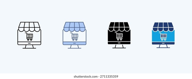 Online Shop Multiple Icon Illustration Vector