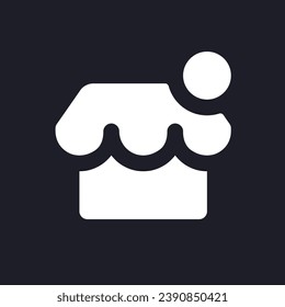 Online shop notification dark mode glyph ui icon. Business on internet. User interface design. White silhouette symbol on black space. Solid pictogram for web, mobile. Vector isolated illustration