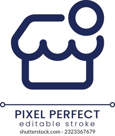 Online shop notification pixel perfect linear ui icon. Product adding. Business on internet. GUI, UX design. Outline isolated user interface element for app and web. Editable stroke. Poppins font used
